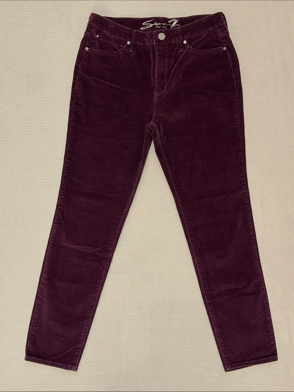 🌟Seven7 Ultra High Ride Skinny Stretch Corduroy Purple Pants Sz 12 EUC